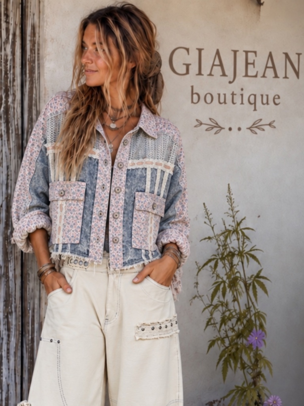 🎉 POL “ GINA 2 ” POL CROCHET JACKET IN FLORAL PRINT